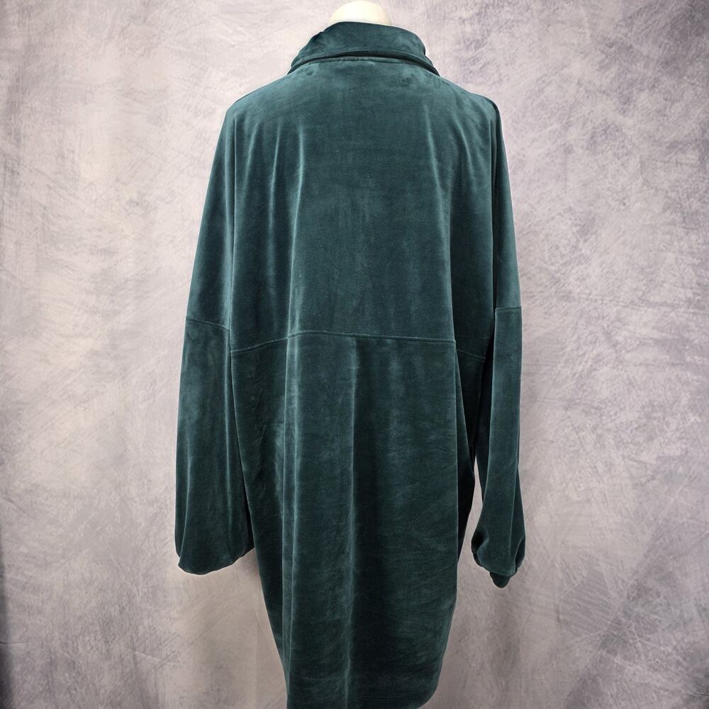 Anthropologie Sweater Dress Womens Medium Green Velour Saturday Sunday 1/4 Zip - Picture 3 of 16